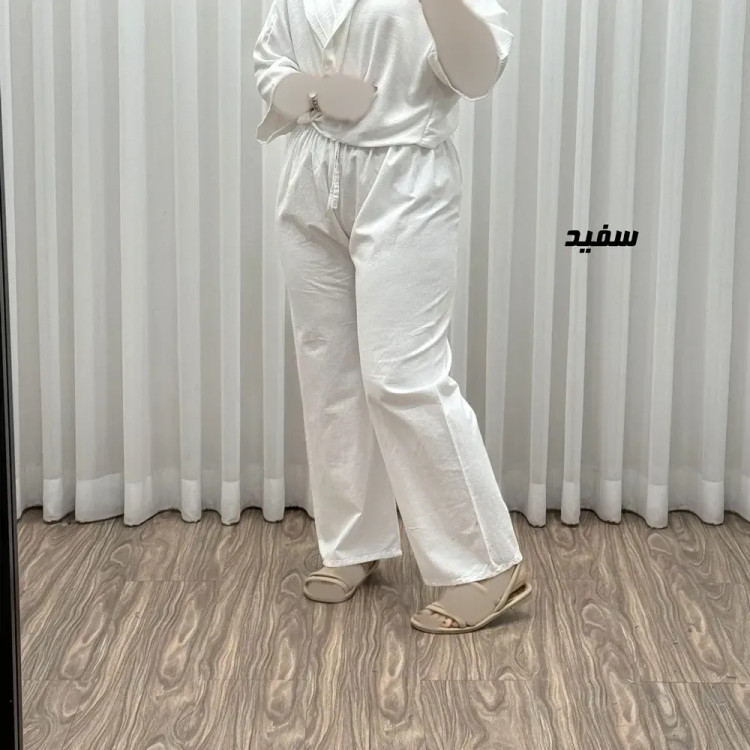 شلوار زنانه الیاف طبیعی ساده فری سایز مناسب تا سایز 48