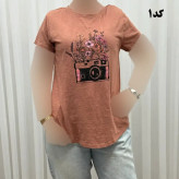 تیشرت طرحدار وارداتی نخ پنبه چهارفصل زنانه دخترانه سایز S تا XXXL کد 1175