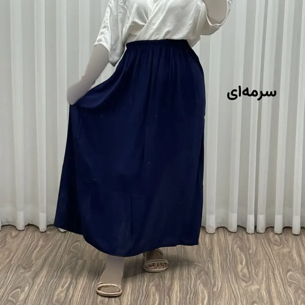 دامن نخی طبقهای ساده فری سایز زنانه تا سایز 50 تنخور شیک و راحت مناسب چهارفصل