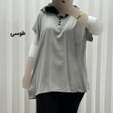 تاپ زنانه نخی ساده سایز بزرگ فری سایز مناسب تا سایز 54