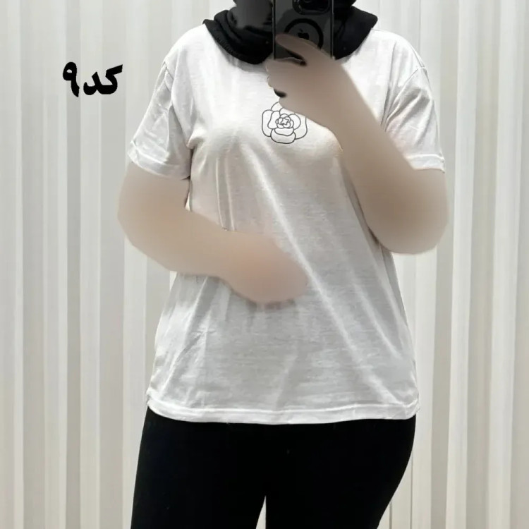 تیشرت زنانه وارداتی میکس طرحبندی کد 1269 جنس نخ پنبه چهارفصل تنخور راحت سایز M L XL