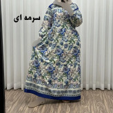 پیراهن فلور بوگاتی حاشیه دار نخی فری سایز تا 50 بنددار چهارفصل زنانه شیک