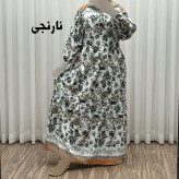 پیراهن فلور بوگاتی حاشیه دار نخی فری سایز تا 50 بنددار چهارفصل زنانه شیک