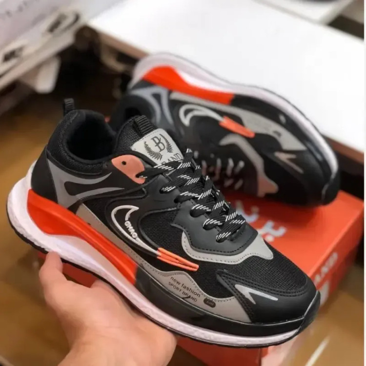 کفش نایک بتا مردانه مشکی نارنجی کتونی اسپرت سبک و راحت