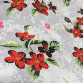 روسری نخ کاستوم طرح چیچک گل سرخ طوسی قواره بزرگ 140 سانتیمتر